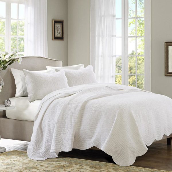 Tuscany 3 Piece Reversible Scalloped Edge Coverlet Set - Image 2