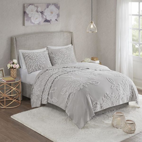 Veronica 3 Piece Tufted Cotton Chenille Floral Coverlet Set