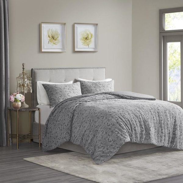 Chantelle 3 Piece Damask Matelasse Cotton Duvet Cover Set