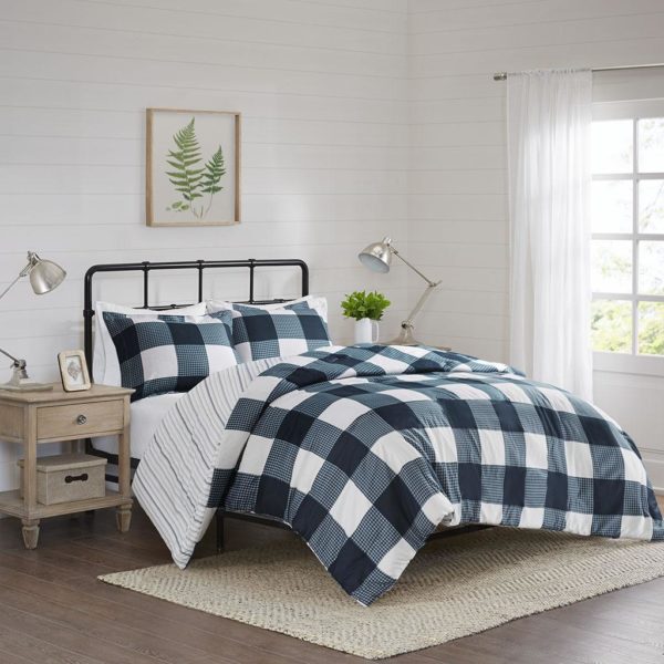 Morrison 3 Piece Reversible Buffalo Check Plaid Duvet Cover Set