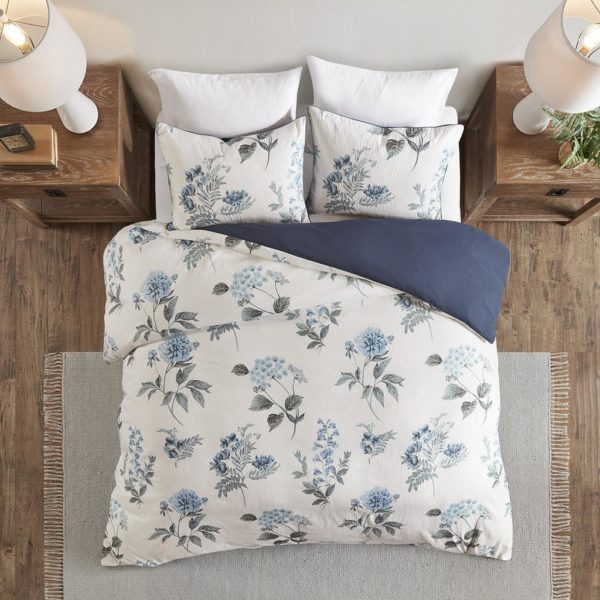 Zennia 3 Piece Printed Seersucker Duvet Cover Set