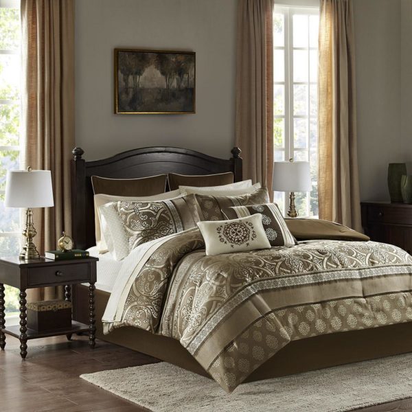 Zara 16 Piece Jacquard Complete Bedding Set With 2 Sheet Sets