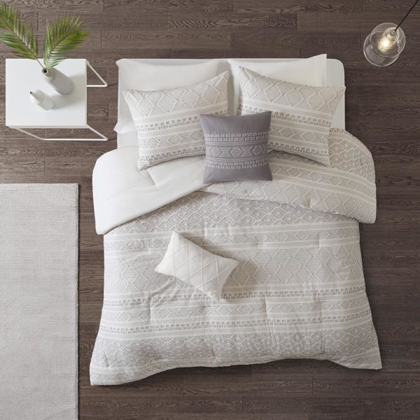 Lizbeth 5 Piece Cotton Clip Jacquard Comforter Set