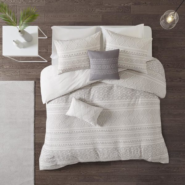 Lizbeth 5 Piece Cotton Clip Jacquard Duvet Cover Set