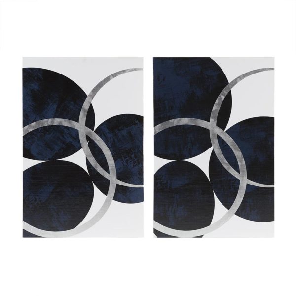 Celestial Orbit Navy Gel Coated and Silver Foil Canvas - Image 2