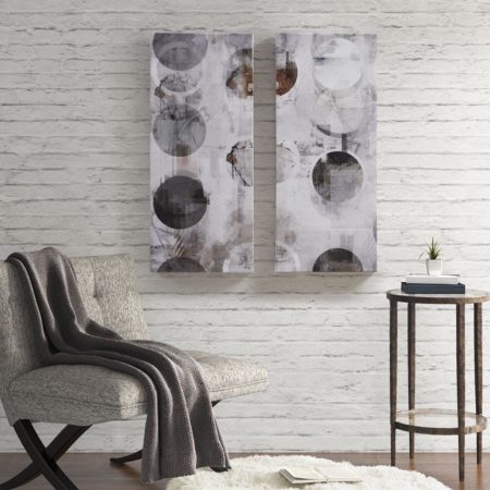 Circular Meridian Printed Abstract Canvas 2 Piece Set