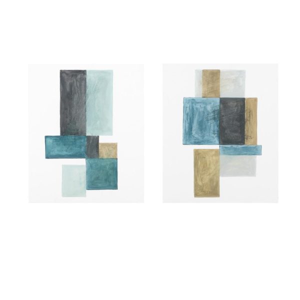Skandi Blocks Glass Coated Canvas Art 2 Piece Set - Image 2