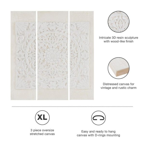 White Mandala 3D Embellished Canvas - Image 5