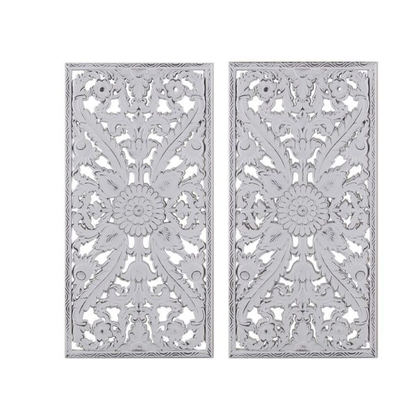 Botanical Wood Panel Carved Wall Panel 2 Piece Set - Image 2