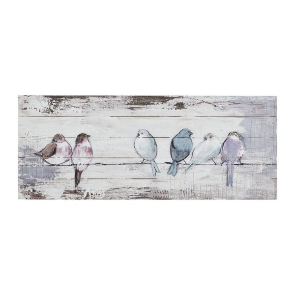 Perched Birds Hand Painted Wood Plank - Image 2