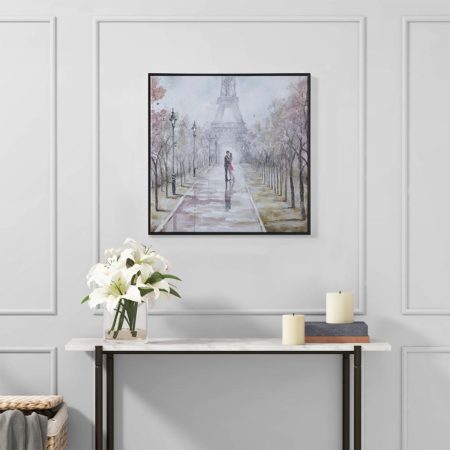 A Kiss In Paris Framed Canvas with Hand Embellishment