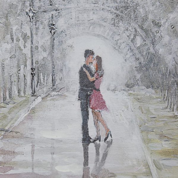 A Kiss In Paris Framed Canvas with Hand Embellishment - Image 3