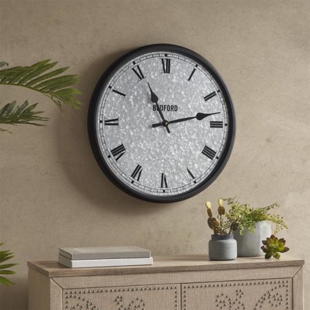 Otis Galvanized Round Clock