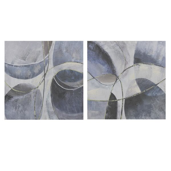 Blue Abstract Printed Canvas with 30% Embellishment 2 Piece Set - Image 2