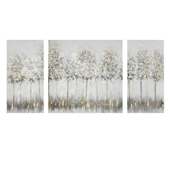 Blue Midst Forest Printed Canvas with Gold Foil 3 Piece Set - Image 2