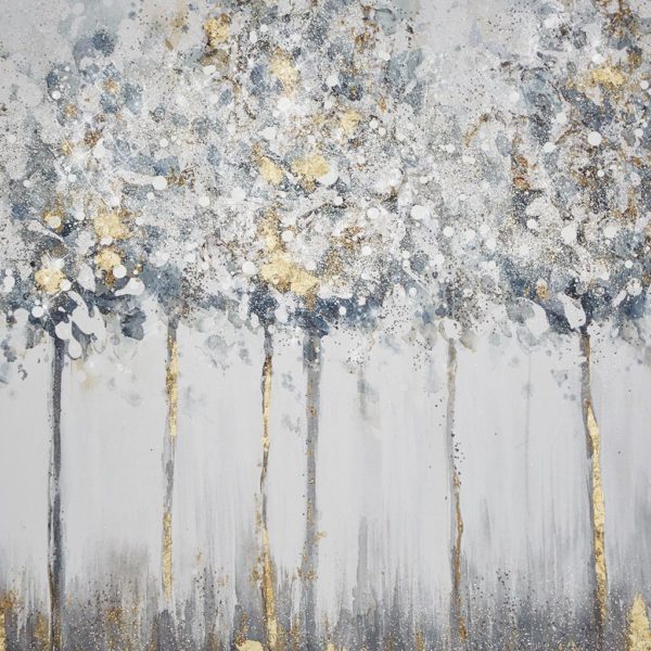Blue Midst Forest Printed Canvas with Gold Foil 3 Piece Set - Image 3