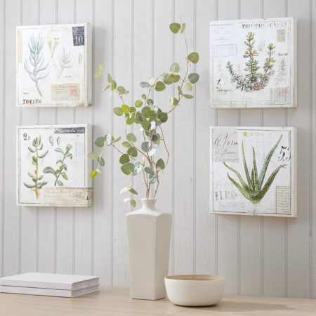 Botanical Terrace Printed Linen Square Canvas 4 Piece Set