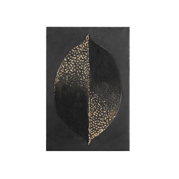 Charcoal Leaf Heavy Textured Canvas with Gold Foil Embellishment - Image 2