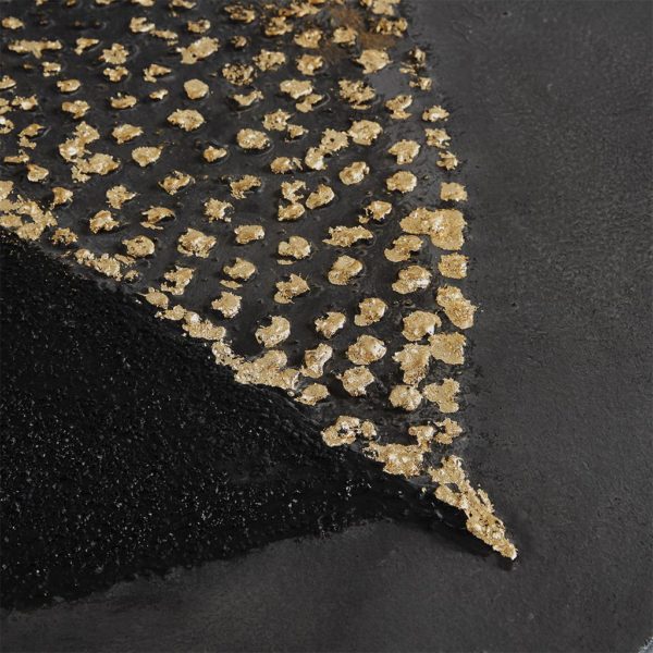 Charcoal Leaf Heavy Textured Canvas with Gold Foil Embellishment - Image 3