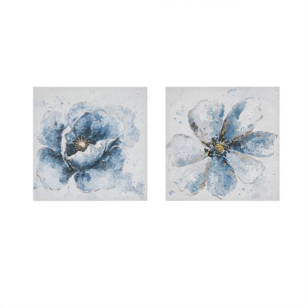 Gleaming Blue Florals Printed Canvas 2 Piece Set - Image 2