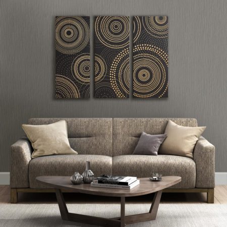 Golden Emblem Printed Canvas with Gold Foil Embellishment 3 Piece Set