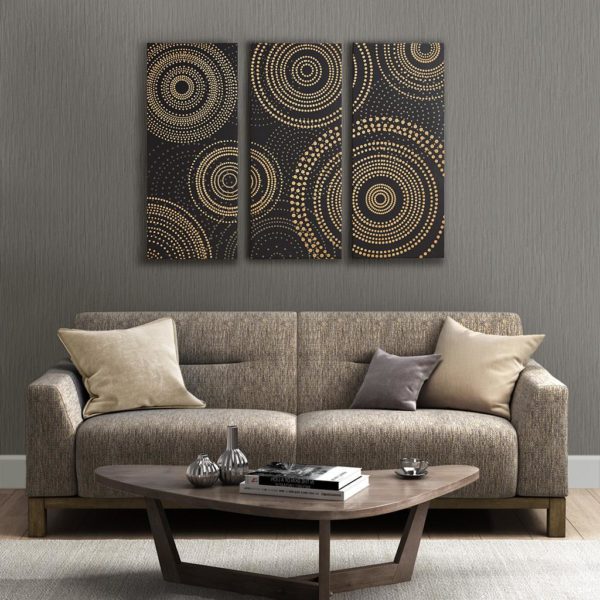 Golden Emblem Printed Canvas with Gold Foil Embellishment 3 Piece Set
