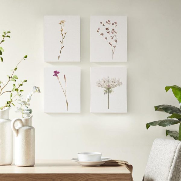 Petite Floral Printed Linen Oblong Canvas 4 Piece Set