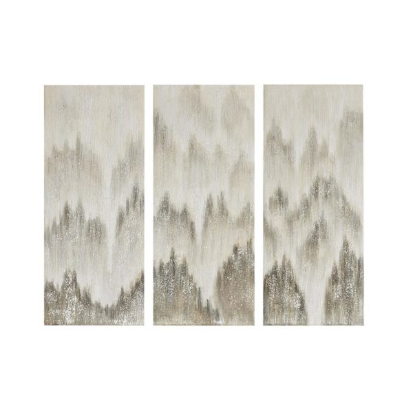 Sterling Mist 100% Hand Brush Embellished Canvas 3 Piece Set - Image 2