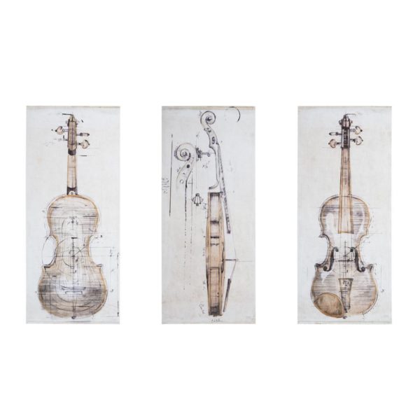 Violin Study set Printed Canvas With Hand Embellishment 3 Piece Set - Image 2