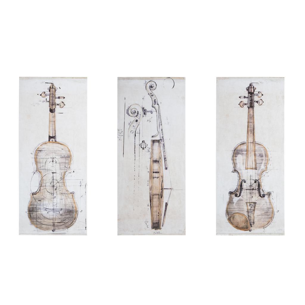 Violin Study set Printed Canvas With Hand Embellishment 3 Piece Set ...
