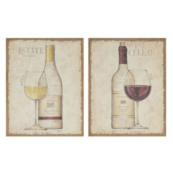 White & Red Printed Burlap Canvas 2PC Set - Image 2