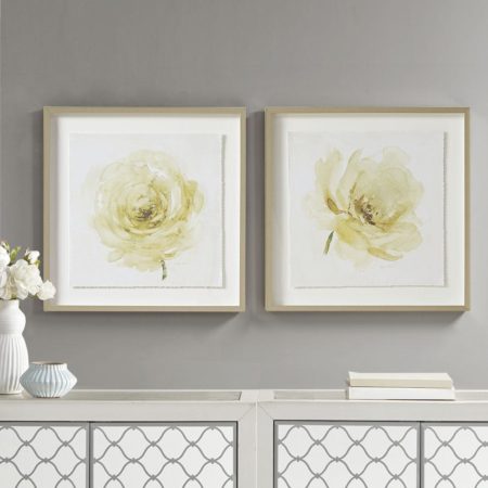 Ivory Ladies Rose Glass Framed Rose Graphic Single Floating Mat 2 Piece Set