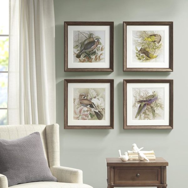 Pretty Bird Double Mat Framed Graphic 4 Piece Set