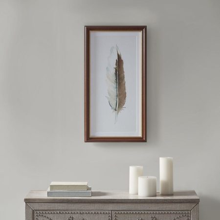 Wind Feather II Framed Glass Wall Art Single Mat