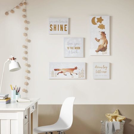 Born to Shine 5 PC Canvas Set With Gold Glitter