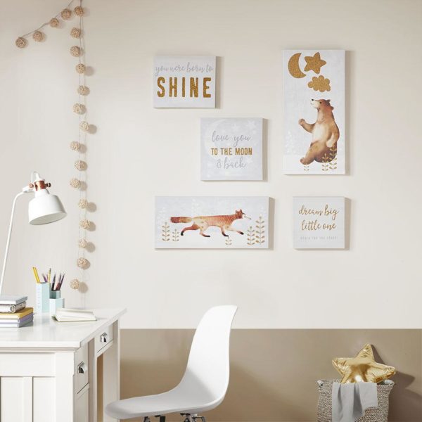 Born to Shine 5 PC Canvas Set With Gold Glitter