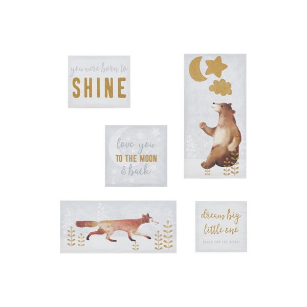 Born to Shine 5 PC Canvas Set With Gold Glitter - Image 2