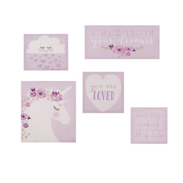 Lavender Dream Printed Canvas with Gold Glitter 5 Piece Set - Image 2