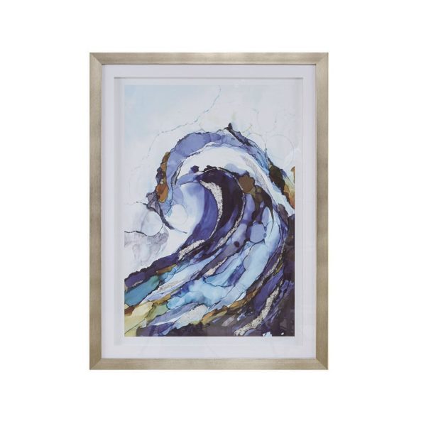 Wave Curl Framed Graphic with Silver Foil and Silver Frame - Image 2