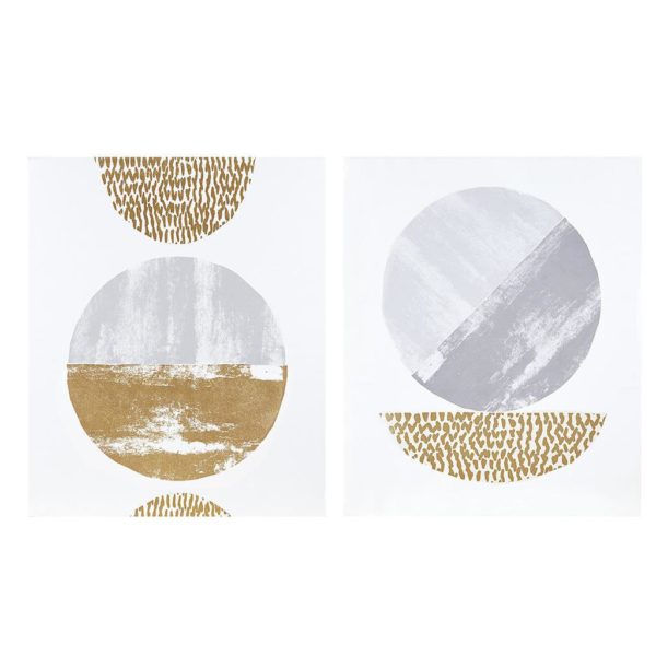 Metallic Moon Gold Foil Geometric 2 Piece Canvas Set Hand Embellished - Image 2