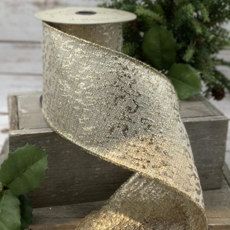 09-2250 RIBBON 10 YDS JACQUARD GOLD-WHITE (10398)