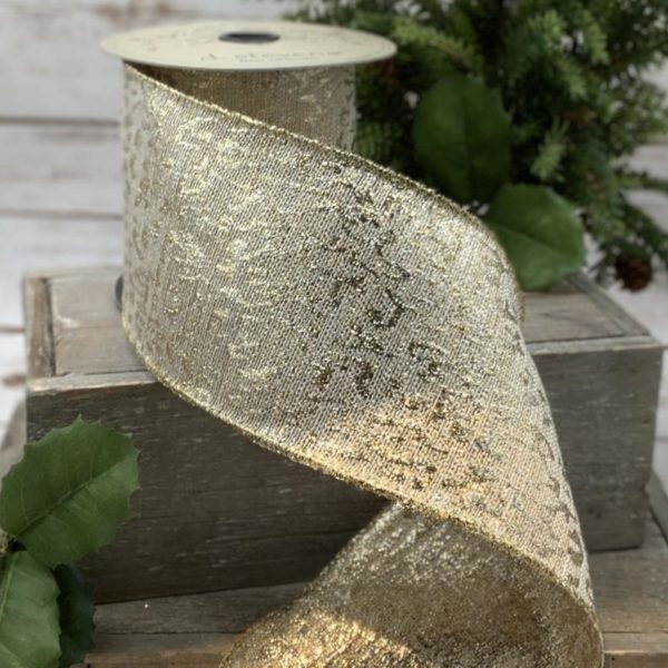 09-2250 RIBBON 10 YDS JACQUARD GOLD-WHITE (10398)