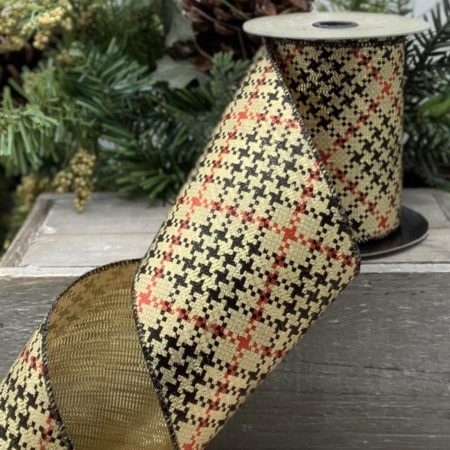 09-3214 RIBBON10 YDS DIAGONAL HOUNDSTOOTH (10405)