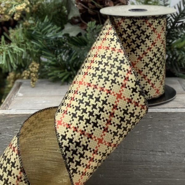 09-3214 RIBBON10 YDS DIAGONAL HOUNDSTOOTH (10405)