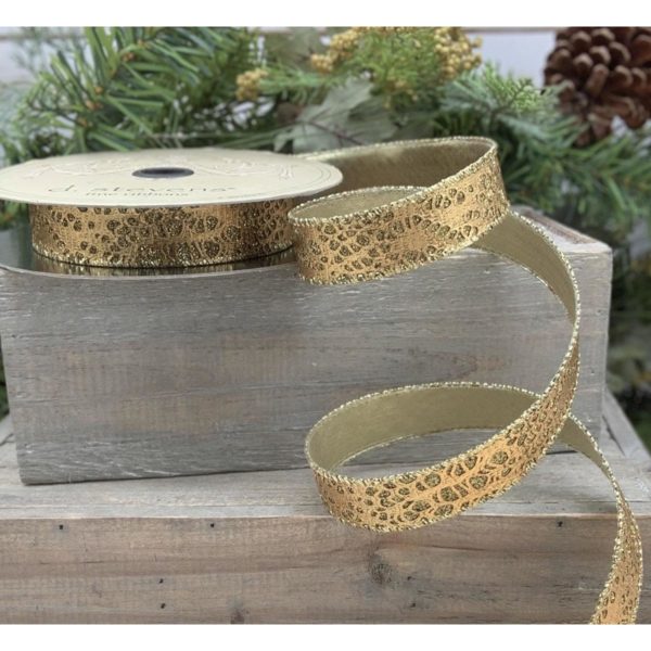 09-2793 RIBBON 10 YDS ANIMAL GLITTER GOLD (10402)