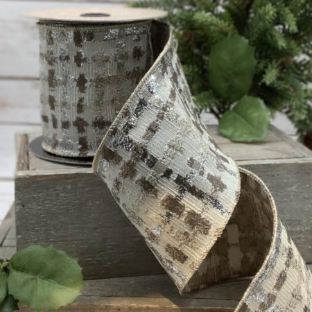 09-2336 RIBBON 10 YDS CROSS CHECK TAUPE-SILVER (10399)