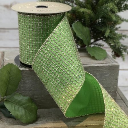 09-1879 RIBBON 10 YDS TAFFETA GREEN (10397)