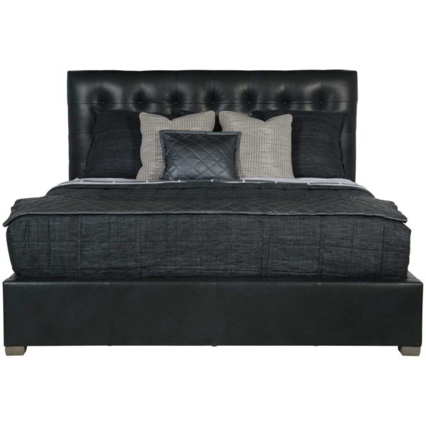 Avery Leather Button-Tufted Bed (54-1/2" H) 