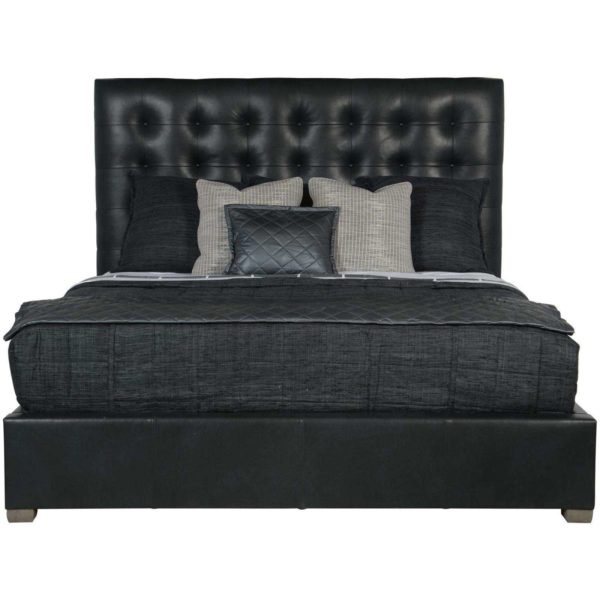 Avery Leather Button-Tufted Bed (66" H) 