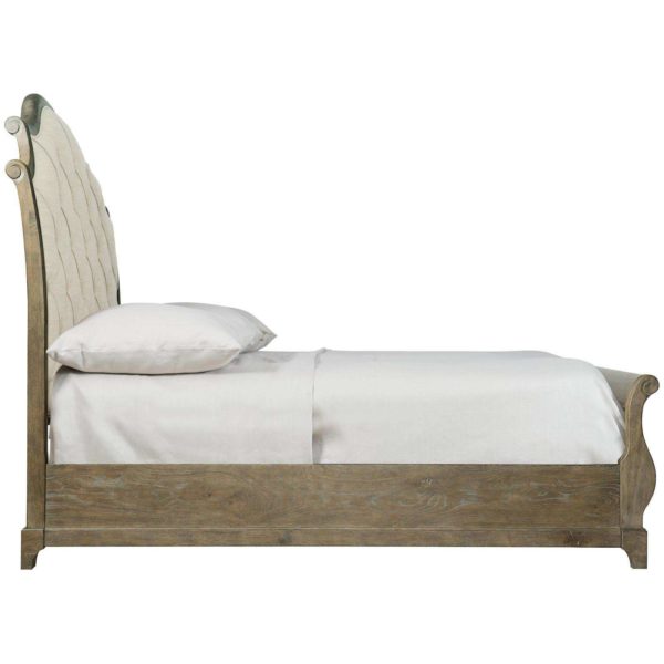 Rustic Patina Upholstered Sleigh Bed  - Image 3
